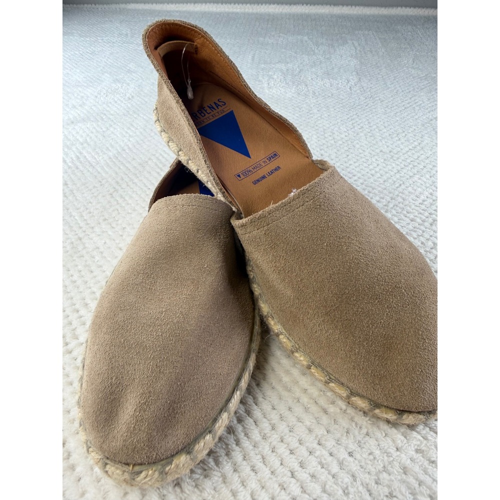 Verbenas Carmen Suede Espadrille Flats Tan Taupe Made in Spain Size 40
